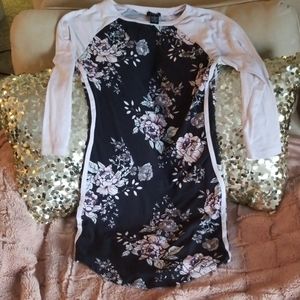 Flower print long shirt/mini dress